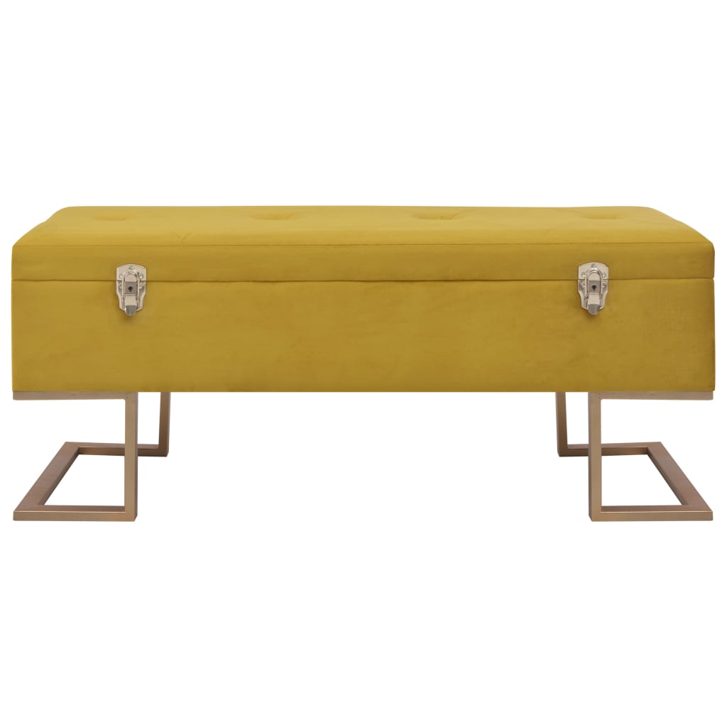 Banc avec compartiment de rangement 105 cm Moutarde Velours - XIOS