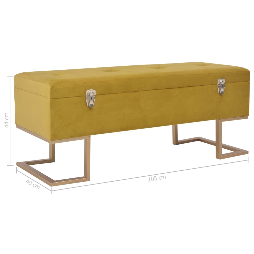 Banc avec compartiment de rangement 105 cm Moutarde Velours - XIOS