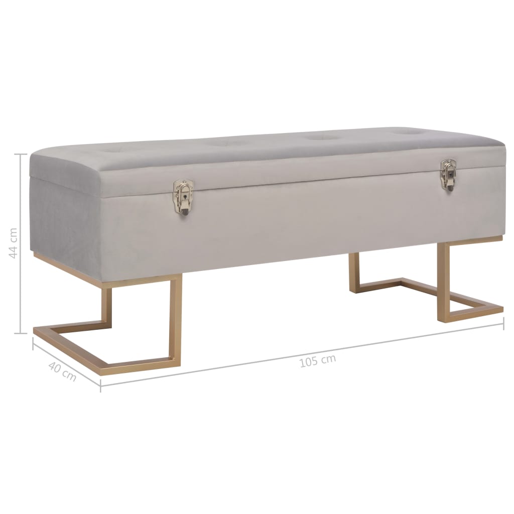 Banc avec compartiment de rangement 105 cm Gris Velours - XIOS