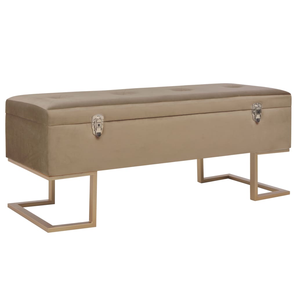 Banc avec compartiment de rangement 105 cm Beige Velours - XIOS