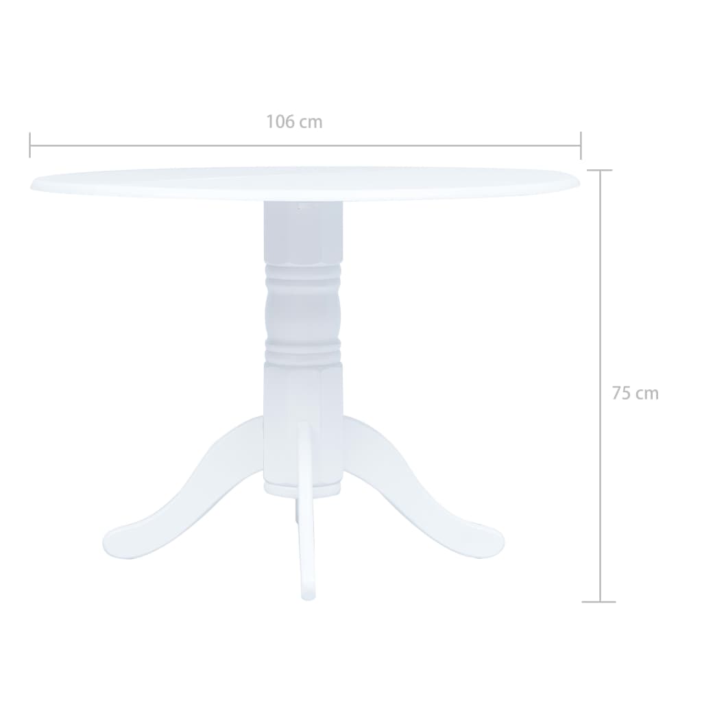 Table à manger Blanc 106 cm Bois d'hévéa massif - XIOS