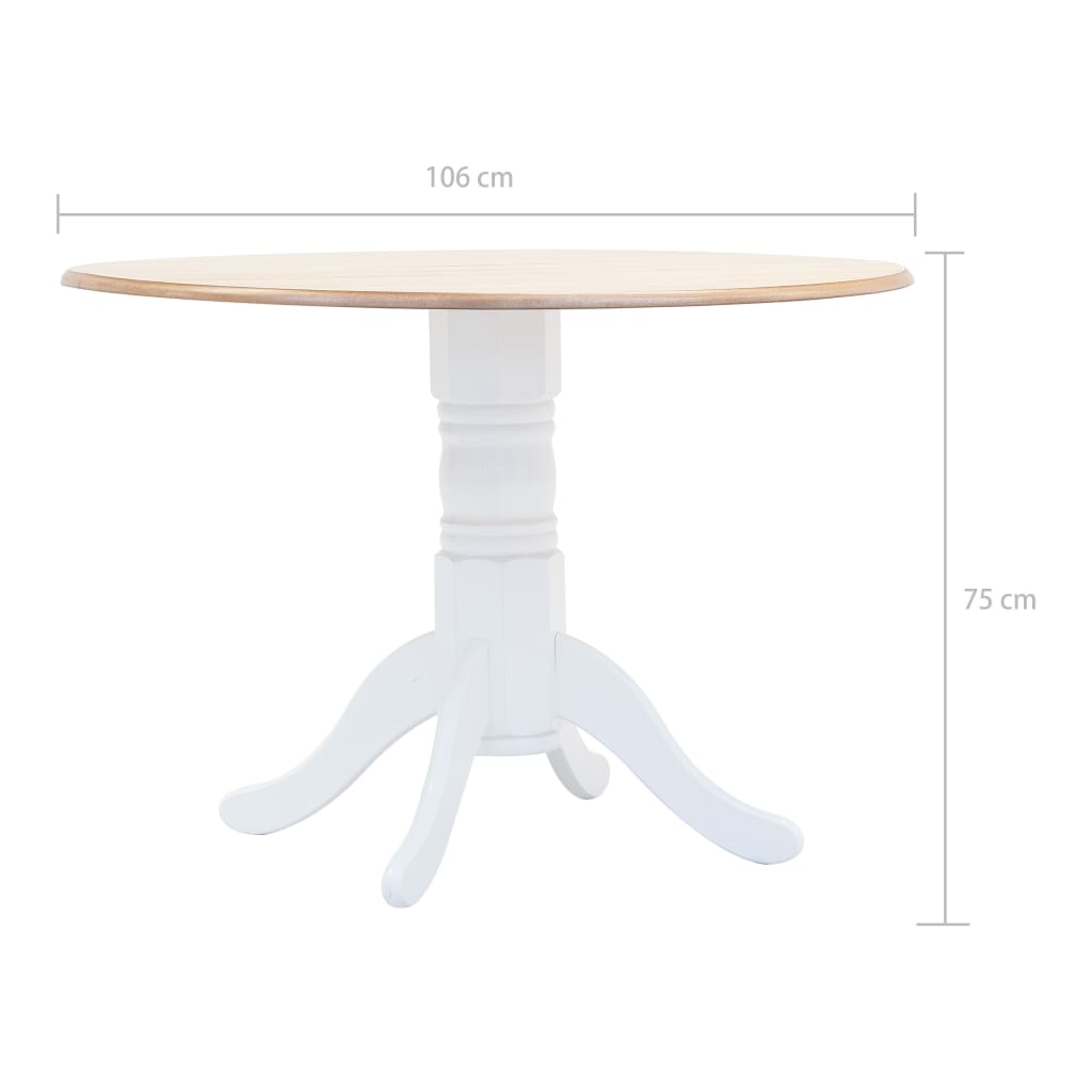 Table à manger Blanc et marron 106 cm Bois d'hévéa massif - XIOS