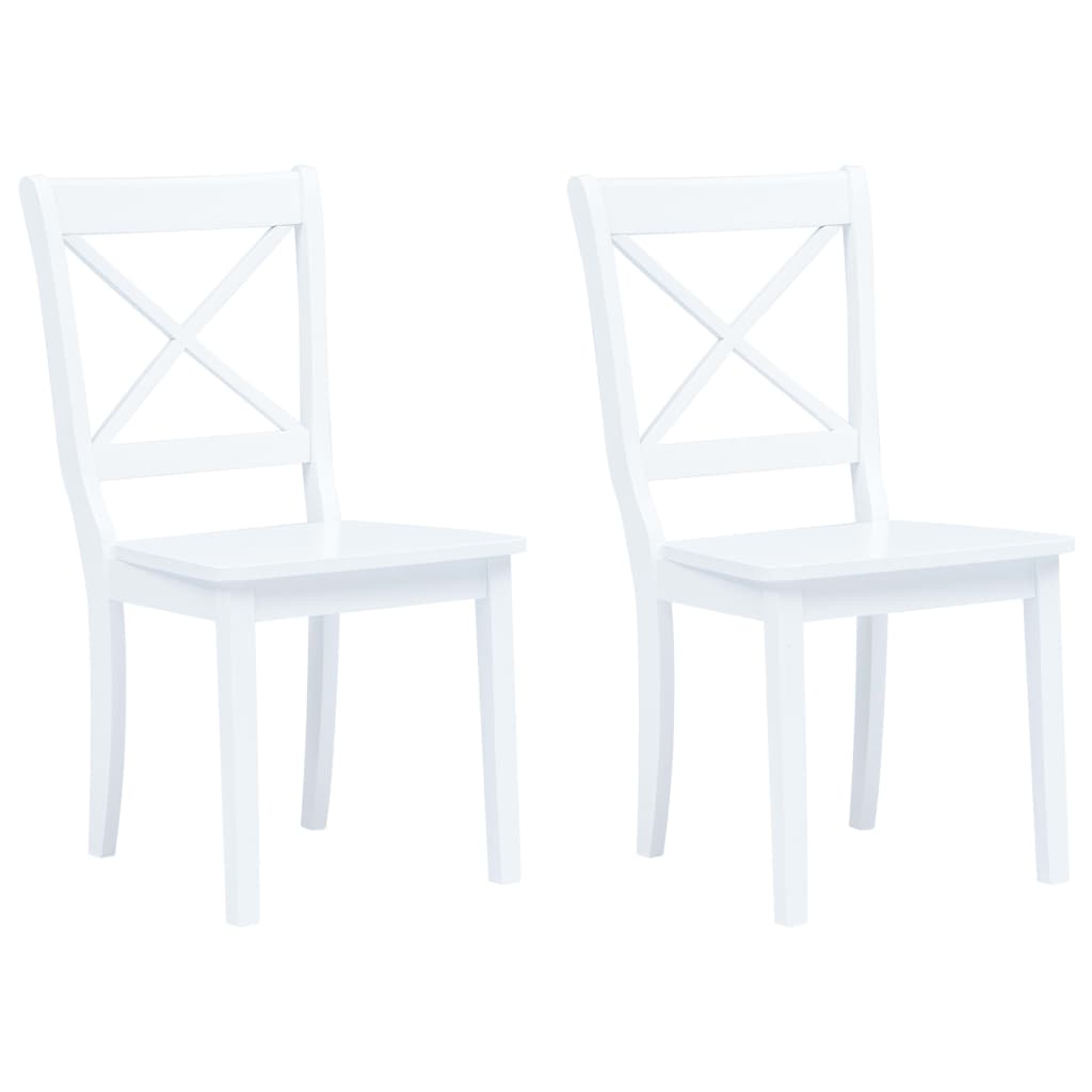 Chaises à manger lot de 2 blanc bois hévéa massif - XIOS
