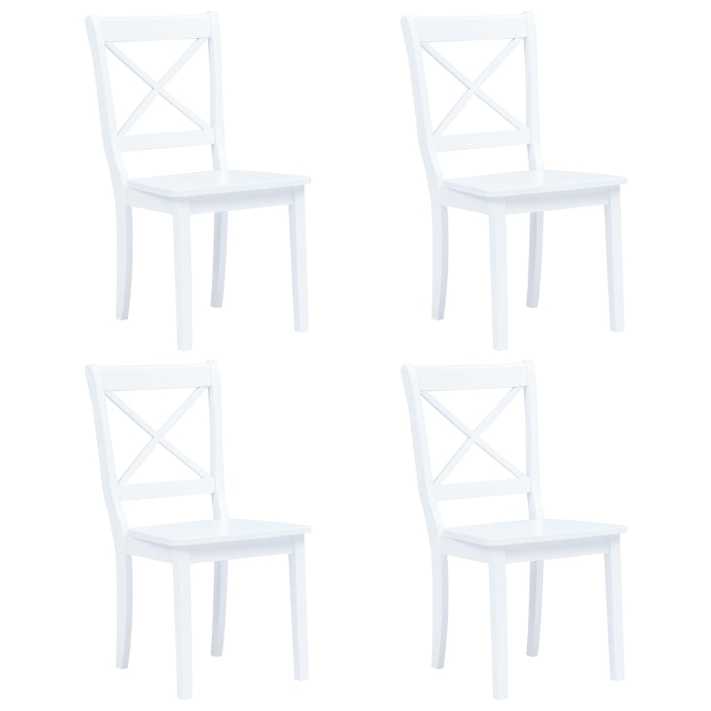 Chaises à manger lot de 4 blanc bois d'hévéa massif - XIOS