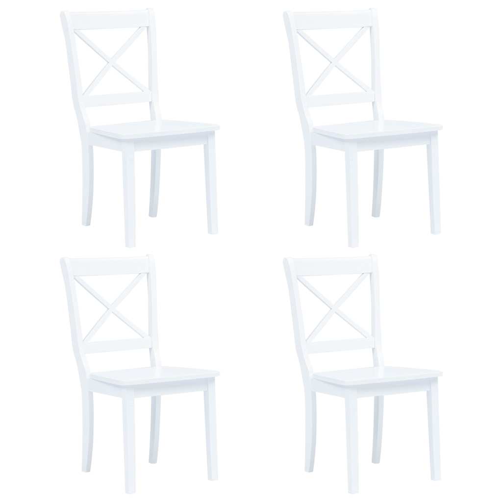 Chaises à manger lot de 4 blanc bois d'hévéa massif