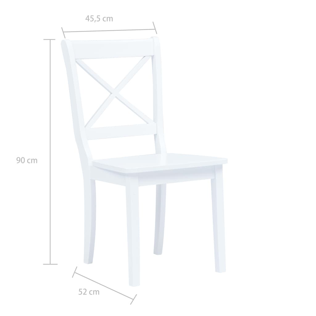 Chaises à manger lot de 4 blanc bois d'hévéa massif - XIOS