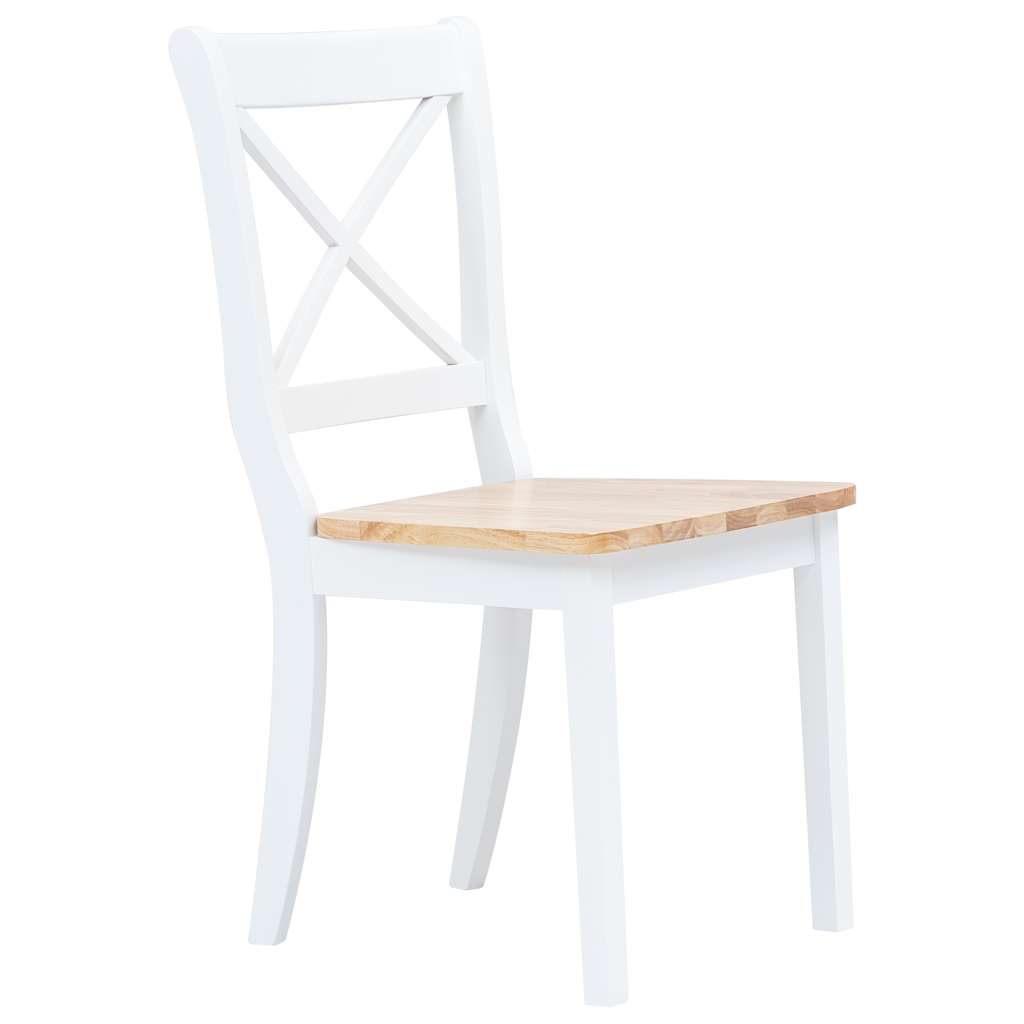 Chaises à manger lot de 4 blanc et bois clair bois hévéa massif - XIOS