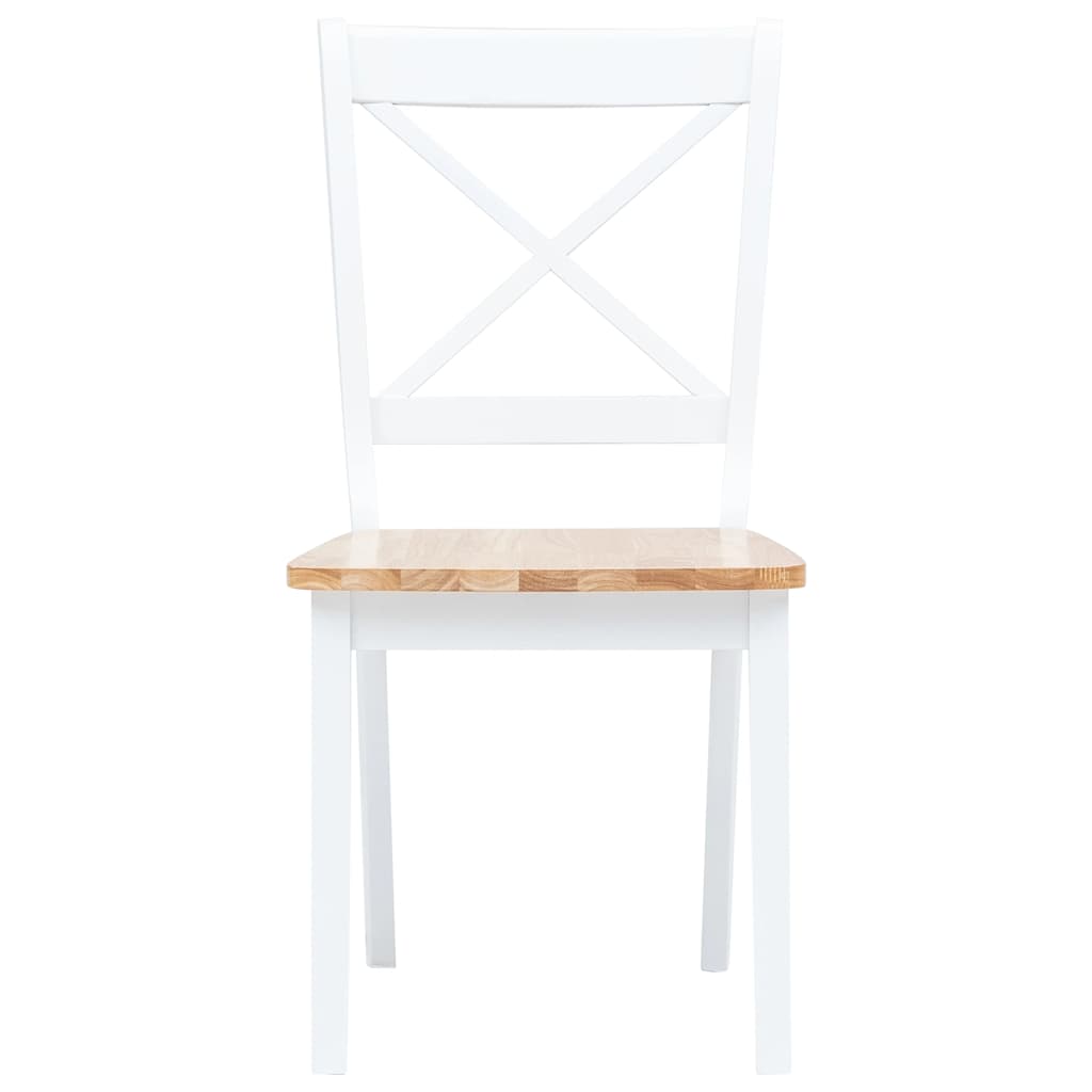Chaises à manger lot de 4 blanc et bois clair bois hévéa massif - XIOS