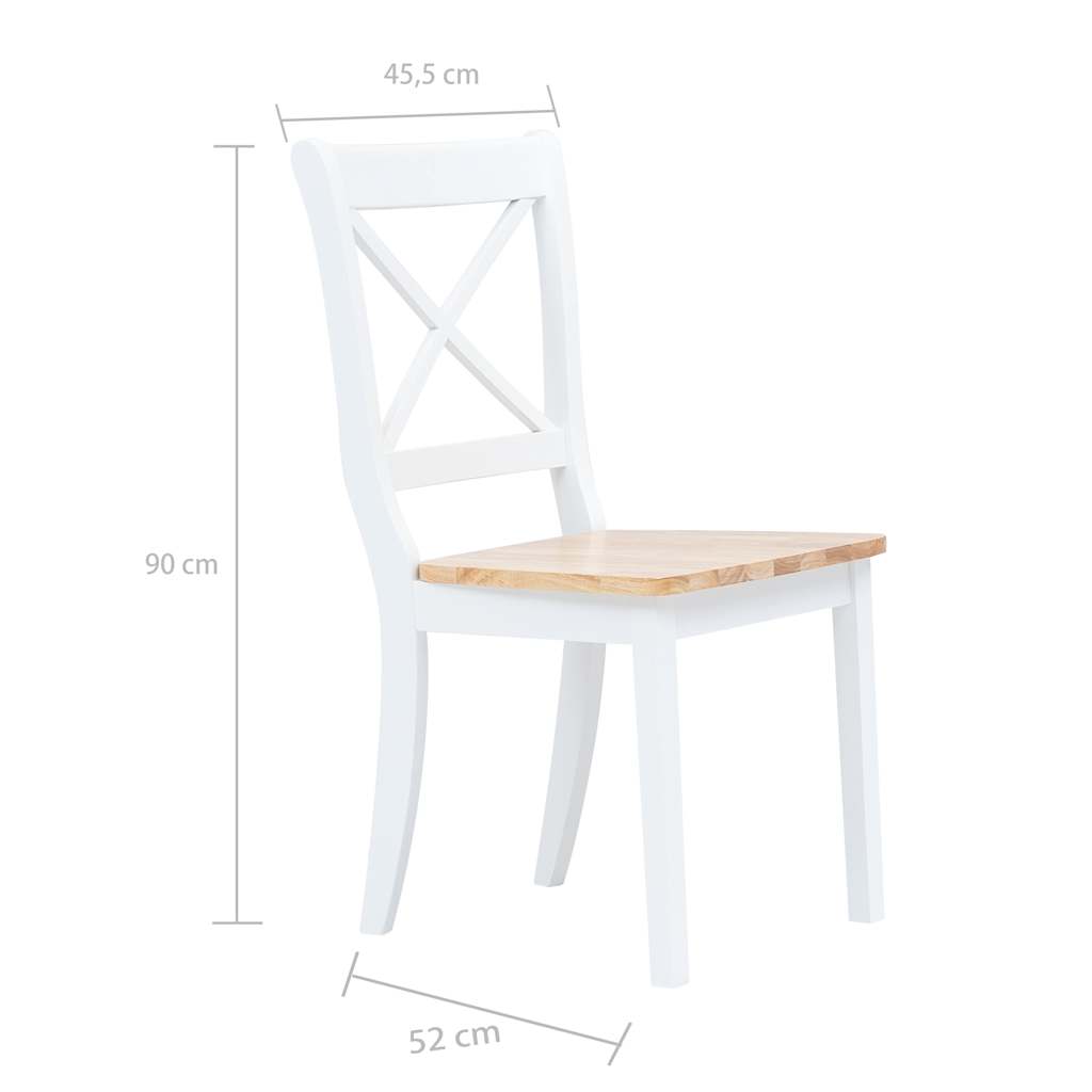 Chaises à manger lot de 4 blanc et bois clair bois hévéa massif - XIOS