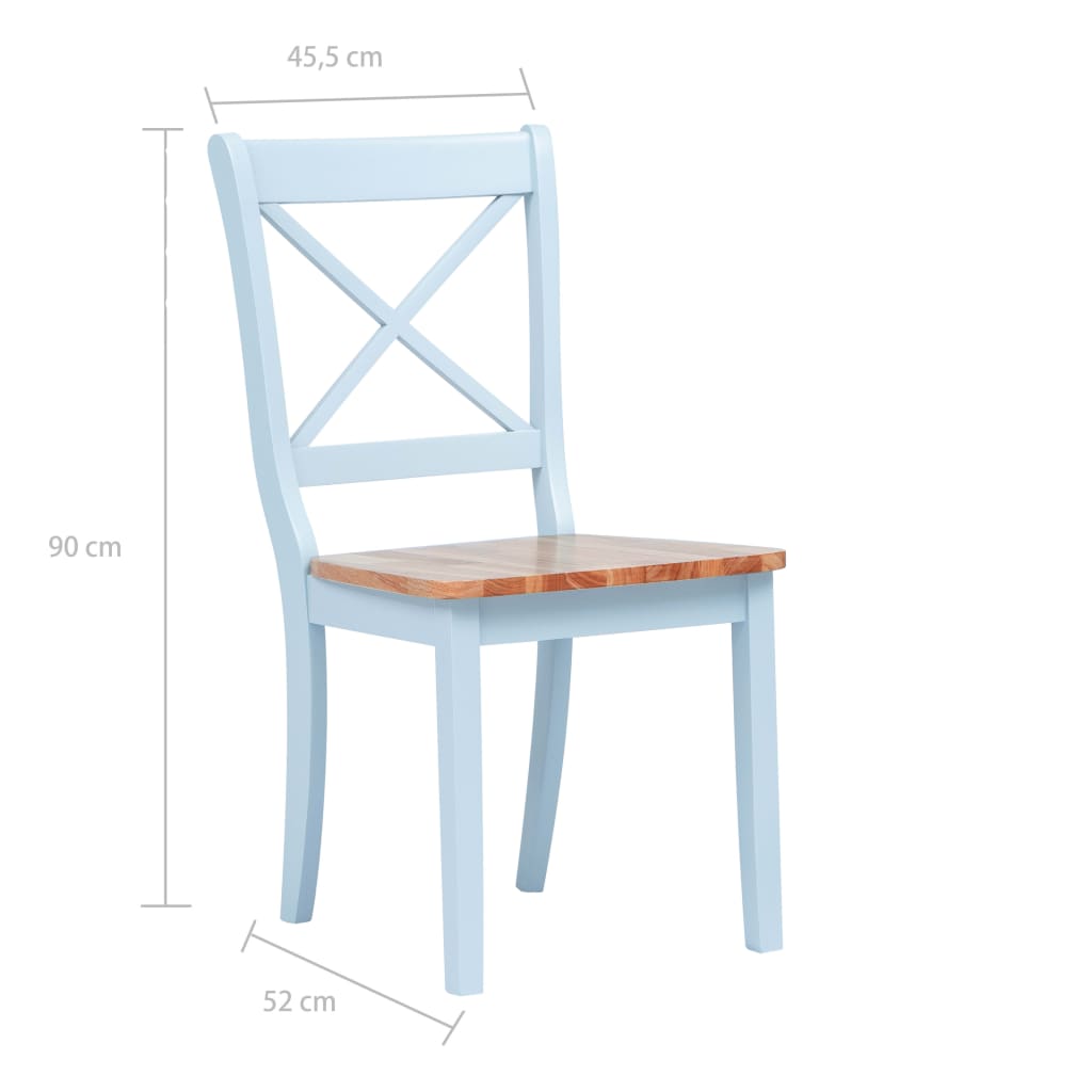 Chaises à manger lot de 4 gris et bois clair bois hévéa massif - XIOS