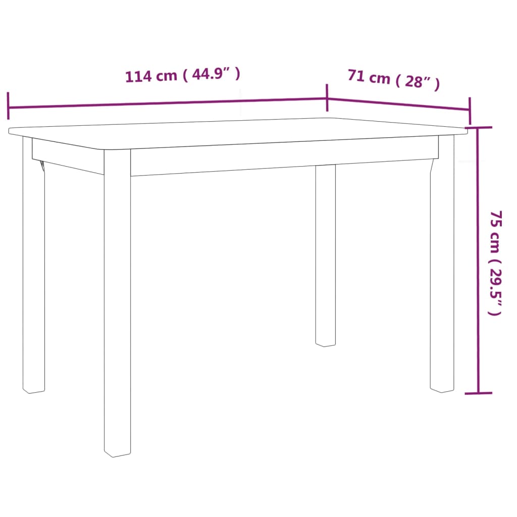Table de salle à manger Noir 114x71x75 cm Bois d'hévéa massif - XIOS