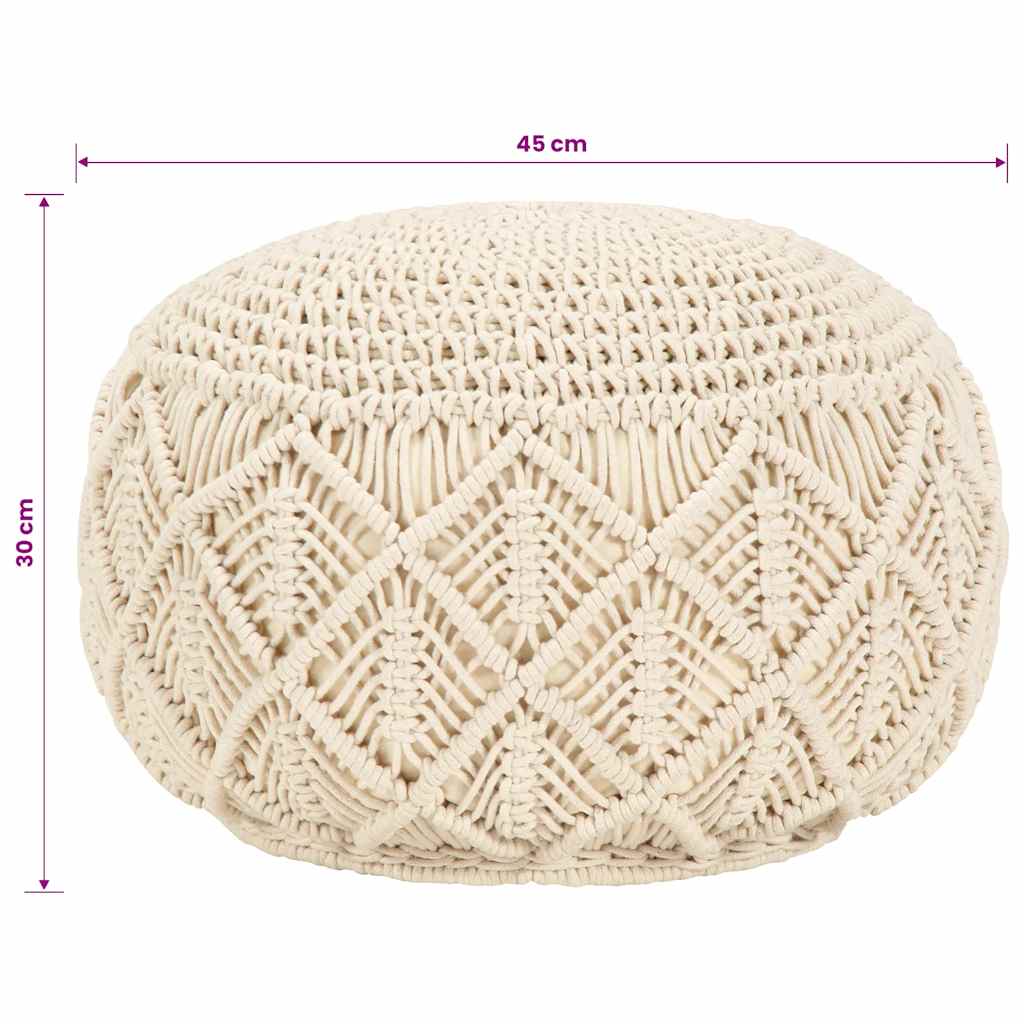 Pouf fait à la main en macramé 45 x 30 cm Coton