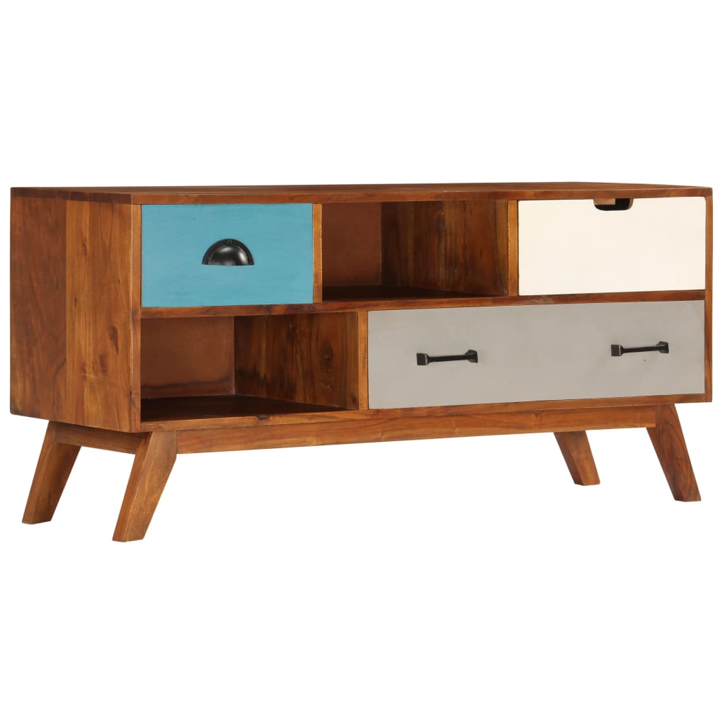 Meuble TV avec 3 tiroirs 110x35x50 cm Bois d'acacia solide - XIOS