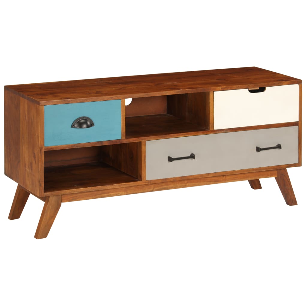 Meuble TV avec 3 tiroirs 110x35x50 cm Bois d'acacia solide - XIOS