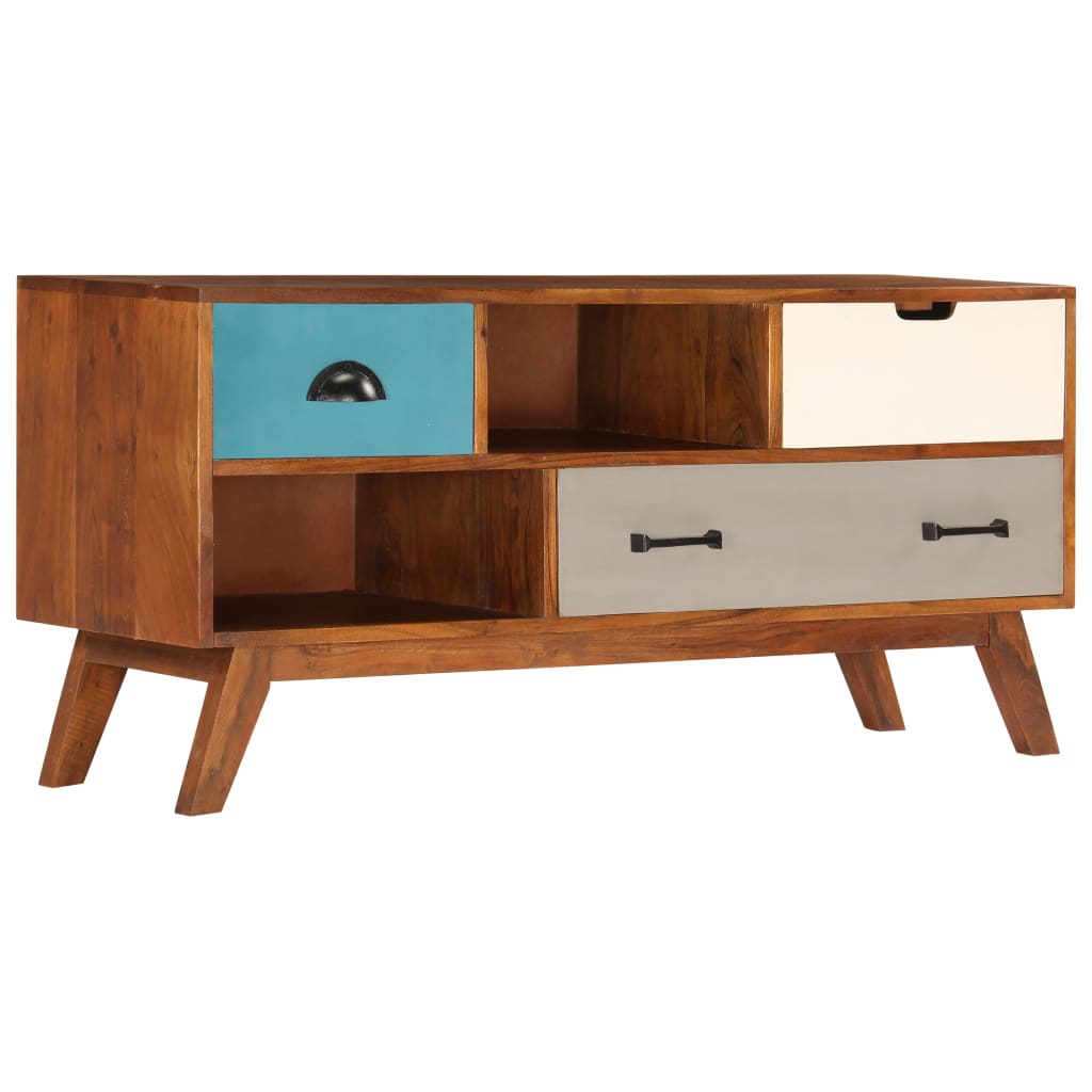 Meuble TV avec 3 tiroirs 110x35x50 cm Bois d'acacia solide - XIOS