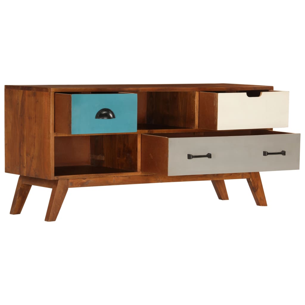 Meuble TV avec 3 tiroirs 110x35x50 cm Bois d'acacia solide - XIOS