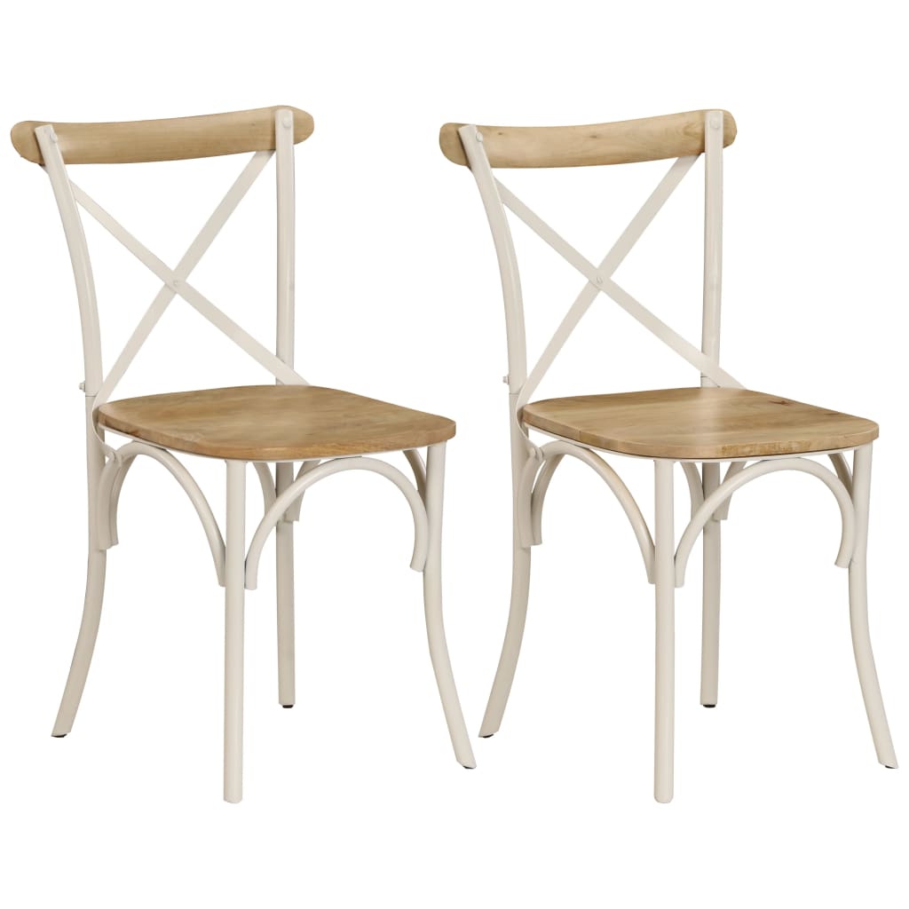 Chaises à dossier croisé lot de 2 blanc bois de manguier solide - XIOS