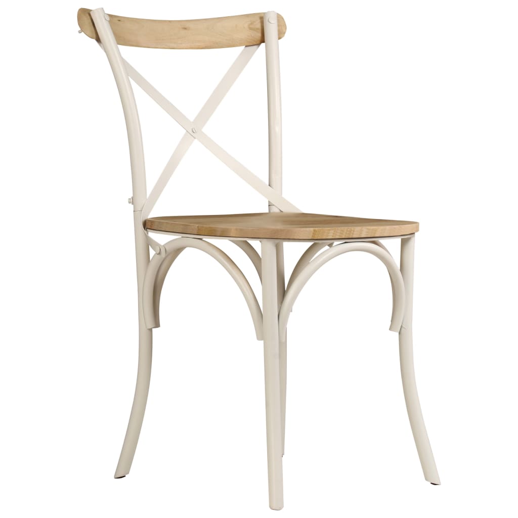 Chaises à dossier croisé lot de 2 blanc bois de manguier solide - XIOS
