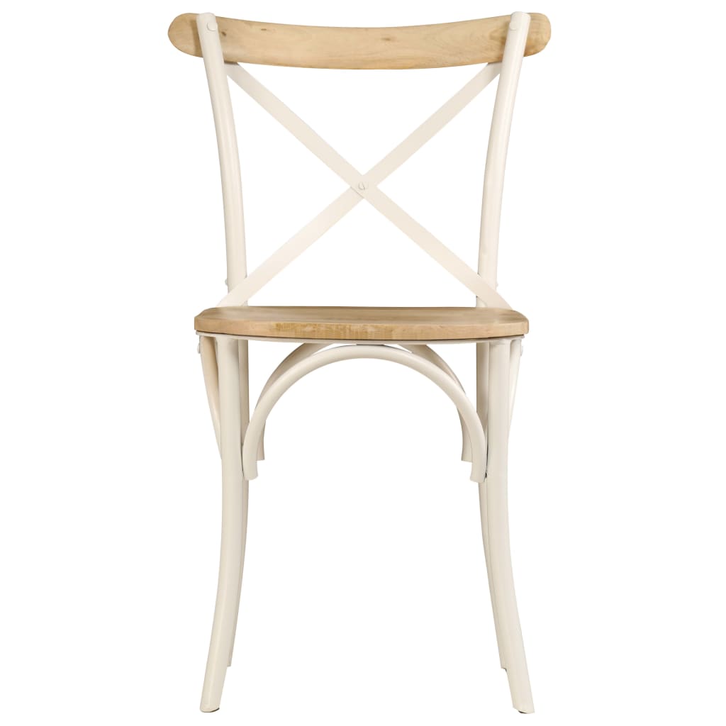 Chaises à dossier croisé lot de 2 blanc bois de manguier solide - XIOS