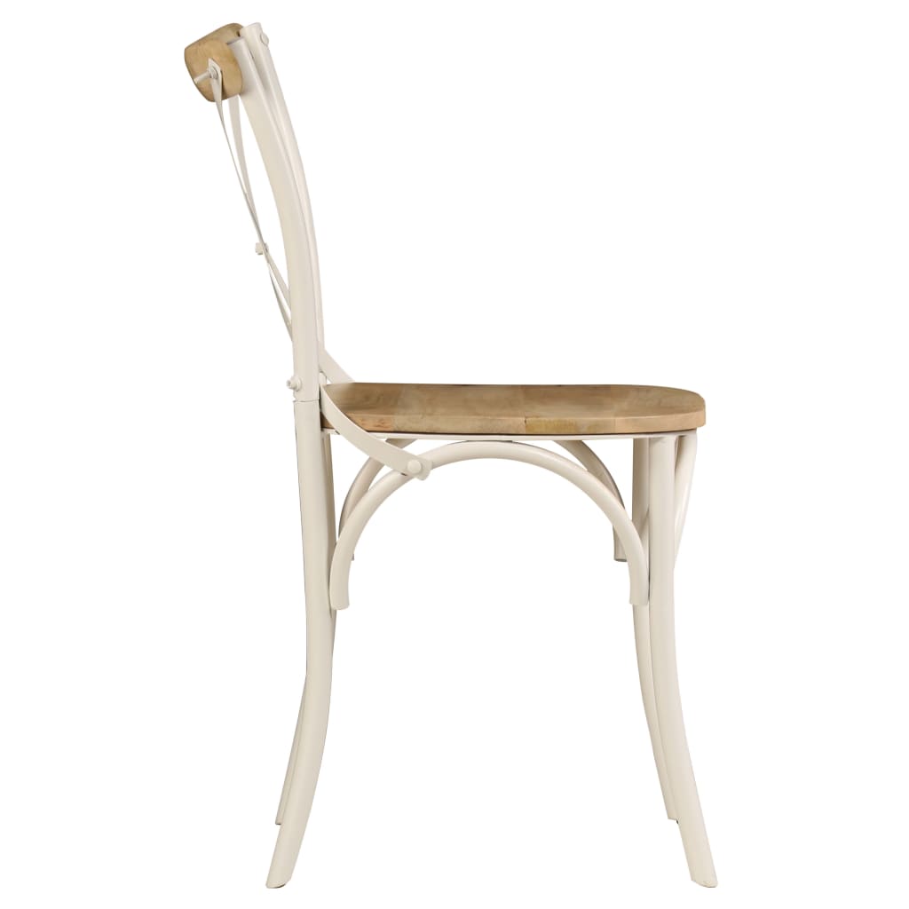 Chaises à dossier croisé lot de 2 blanc bois de manguier solide - XIOS