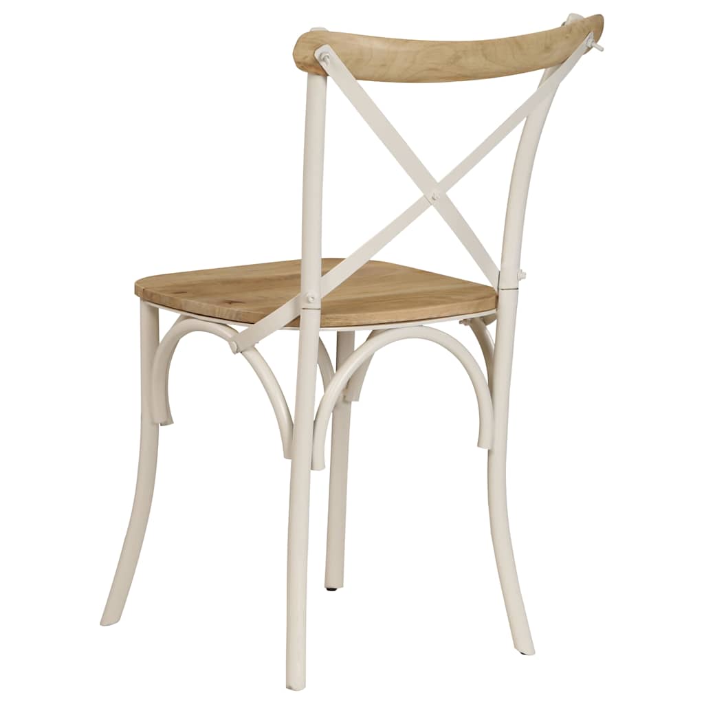 Chaises à dossier croisé lot de 2 blanc bois de manguier solide - XIOS