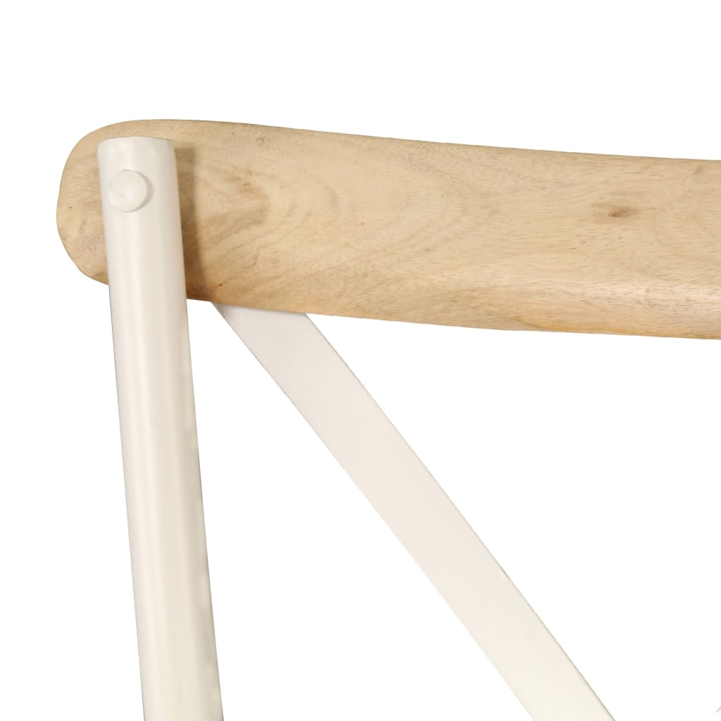 Chaises à dossier croisé lot de 2 blanc bois de manguier solide - XIOS