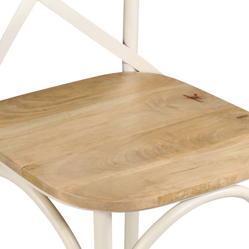 Chaises à dossier croisé lot de 2 blanc bois de manguier solide - XIOS