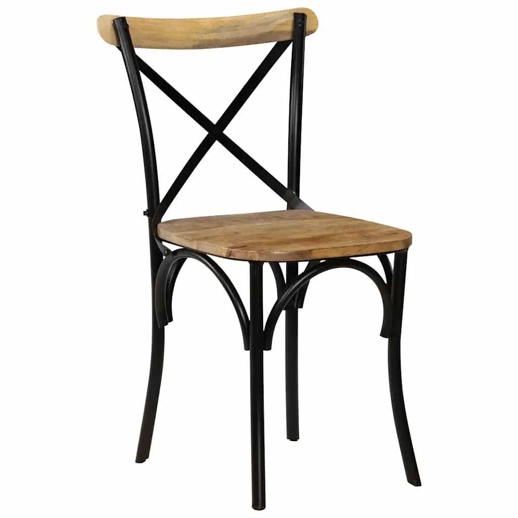 Chaises à dossier croisé lot de 2 noir bois de manguier solide - XIOS