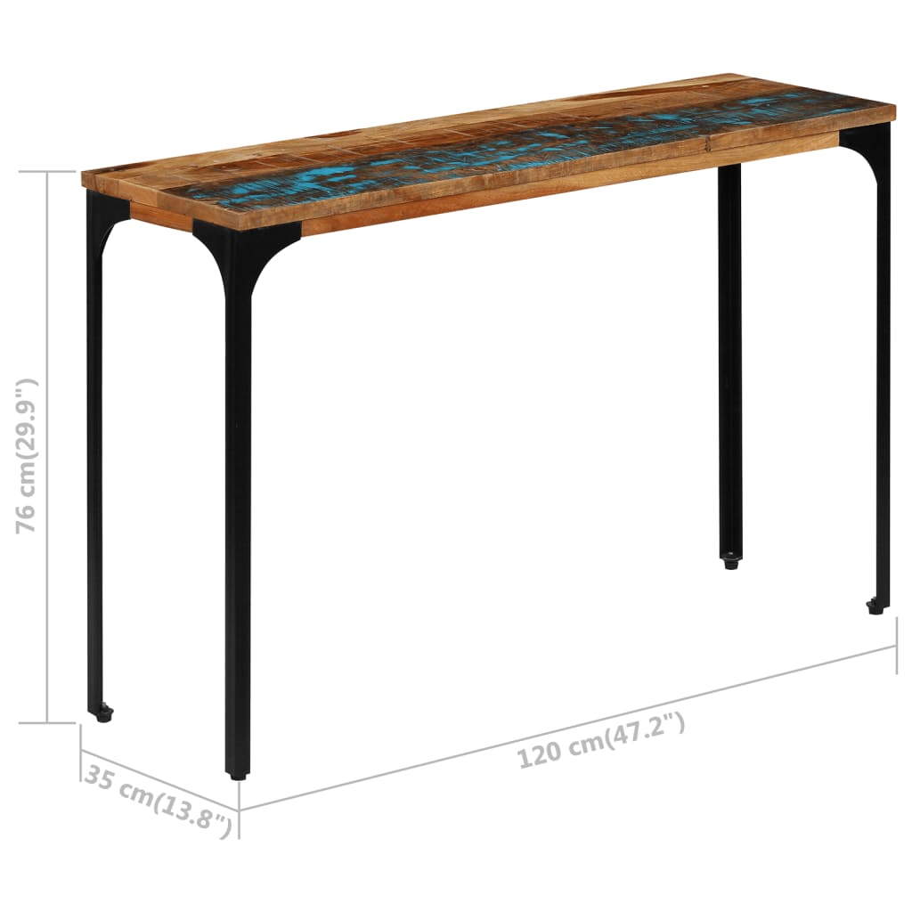 Table console 120 x 35 x 76 cm Bois de récupération massif - XIOS