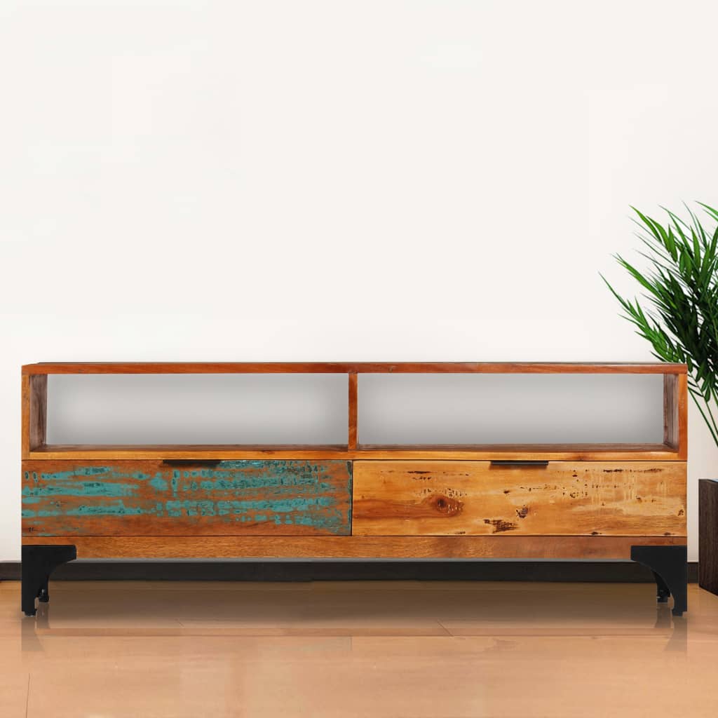 Meuble TV 118x35x45 cm Bois de récupération massif - XIOS