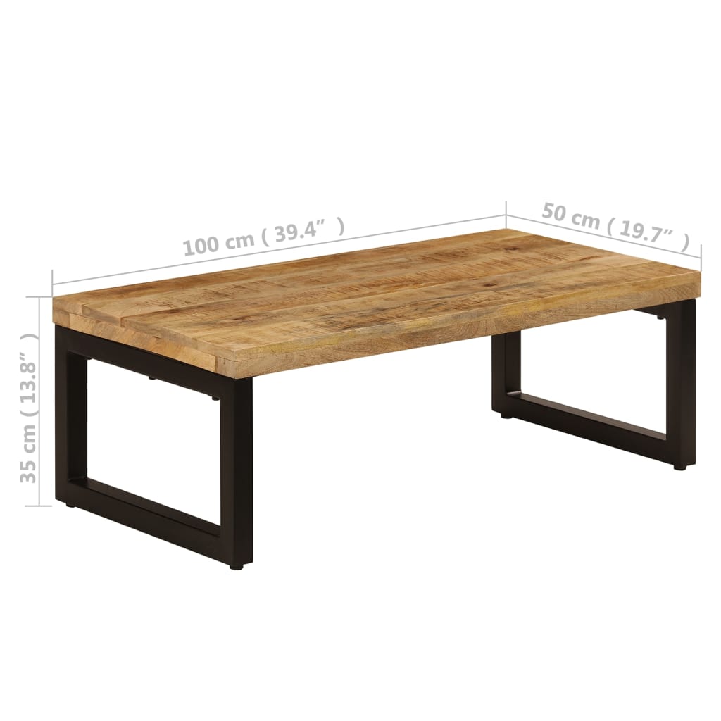 Table basse 100x50x35 cm Bois de manguier solide et acier - XIOS
