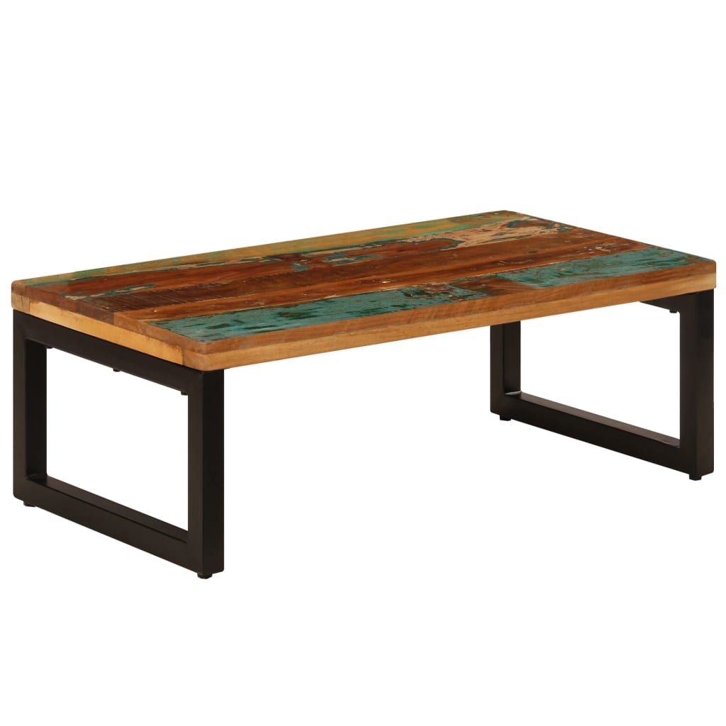 Table basse 100x50x35 cm Bois de récupération solide et acier - XIOS