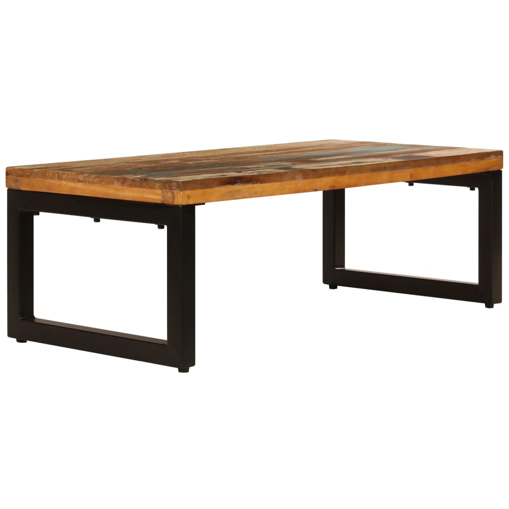 Table basse 100x50x35 cm Bois de récupération solide et acier - XIOS