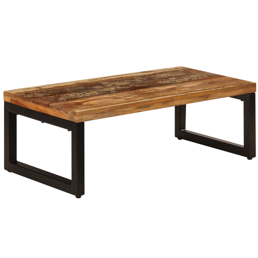 Table basse 100x50x35 cm Bois de récupération solide et acier - XIOS