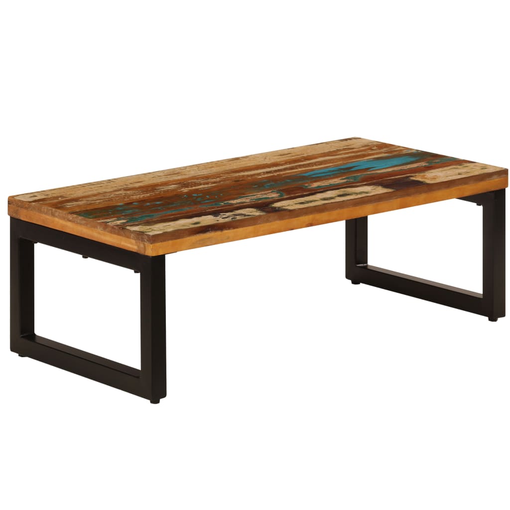 Table basse 100x50x35 cm Bois de récupération solide et acier - XIOS