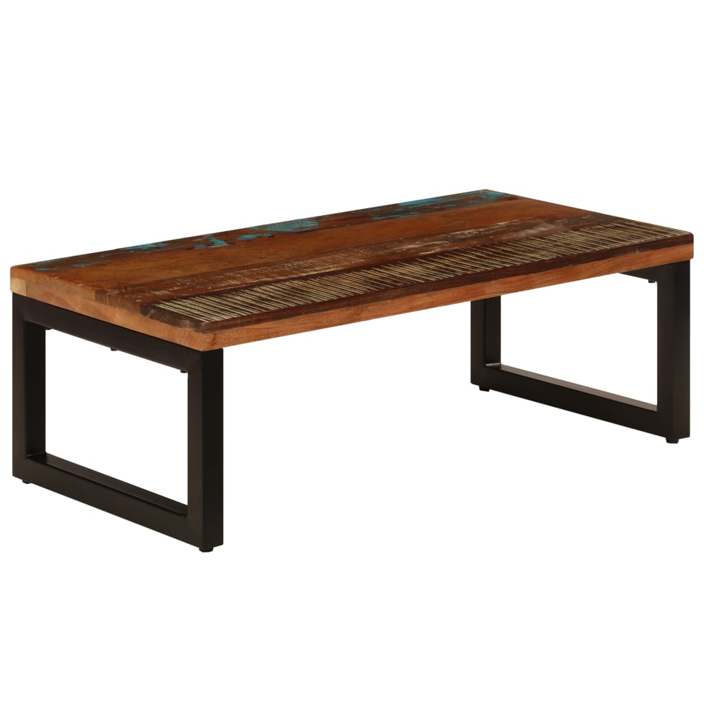 Table basse 100x50x35 cm Bois de récupération solide et acier - XIOS