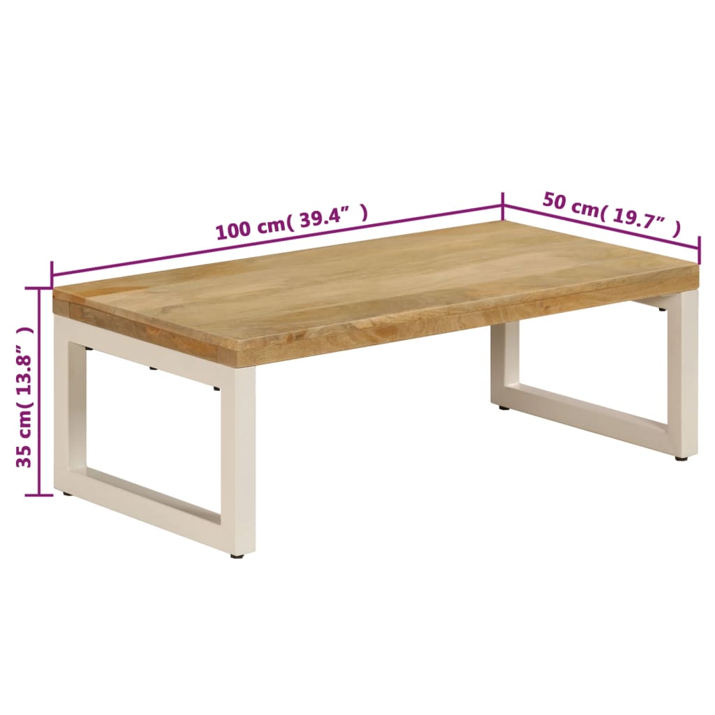 Table basse 100x50x35 cm Bois de manguier solide et acier - XIOS