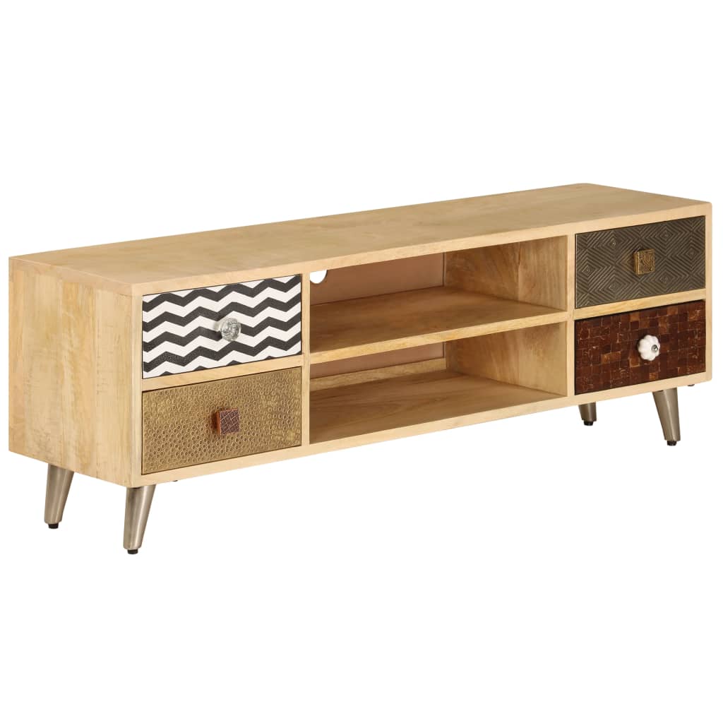 Meuble TV 120x30x40 cm Bois massif de manguier - XIOS