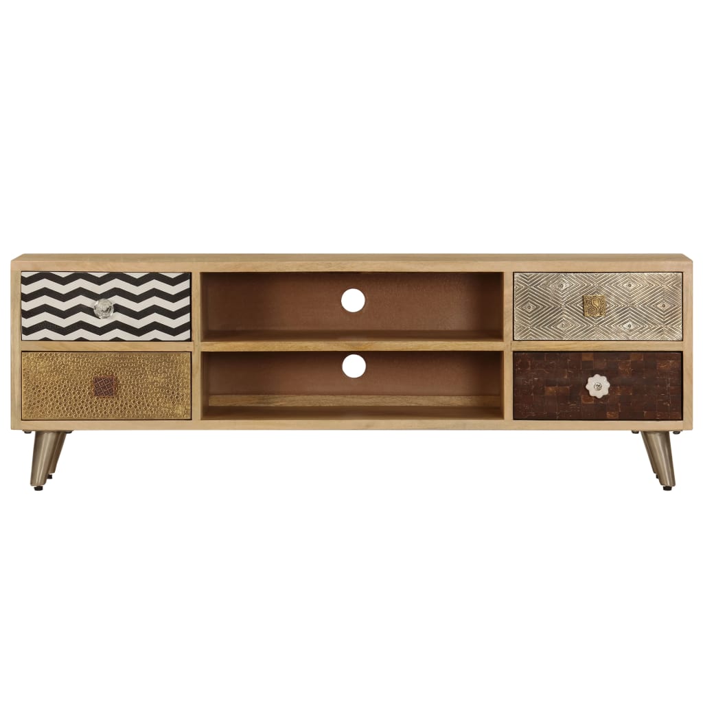 Meuble TV 120x30x40 cm Bois massif de manguier - XIOS