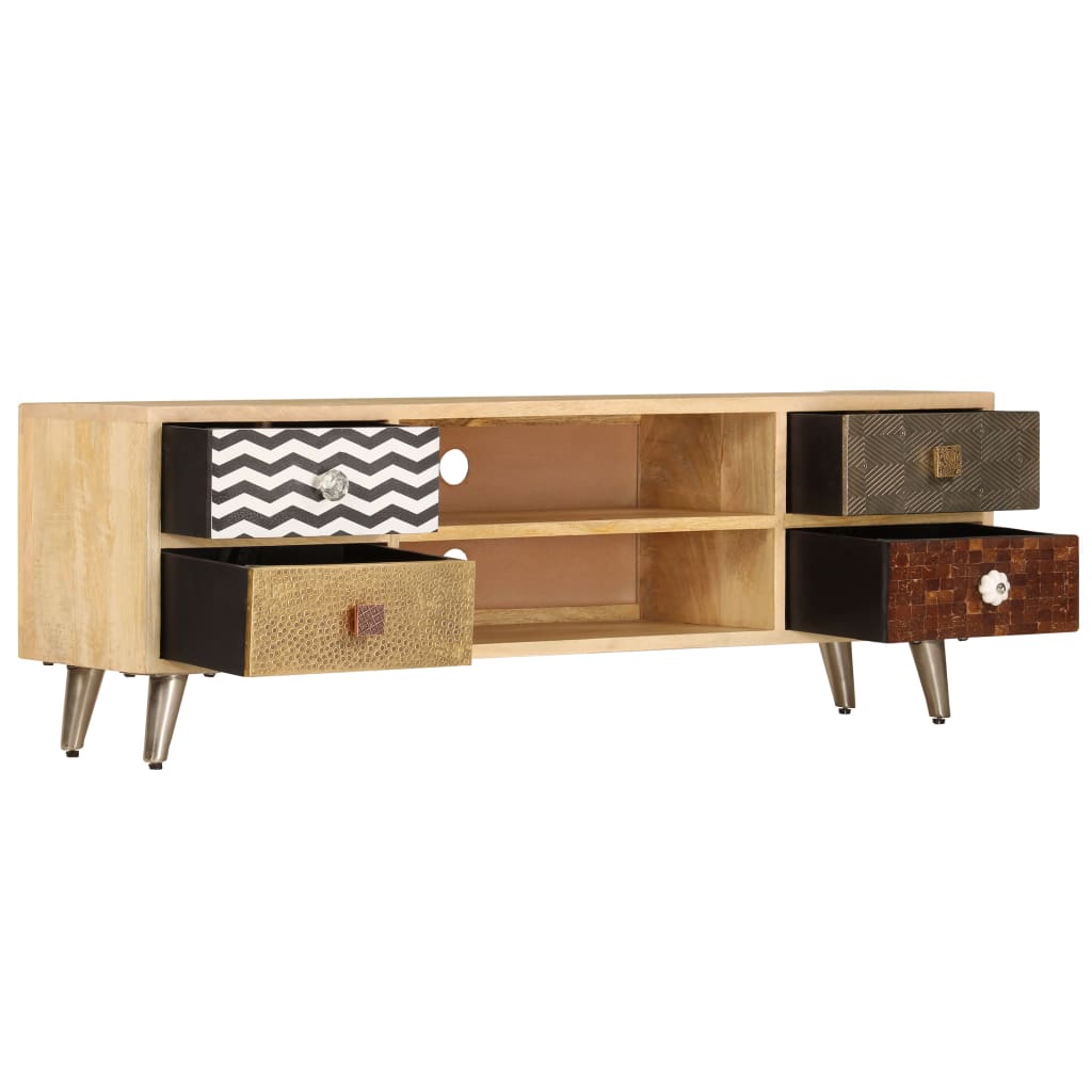Meuble TV 120x30x40 cm Bois massif de manguier - XIOS