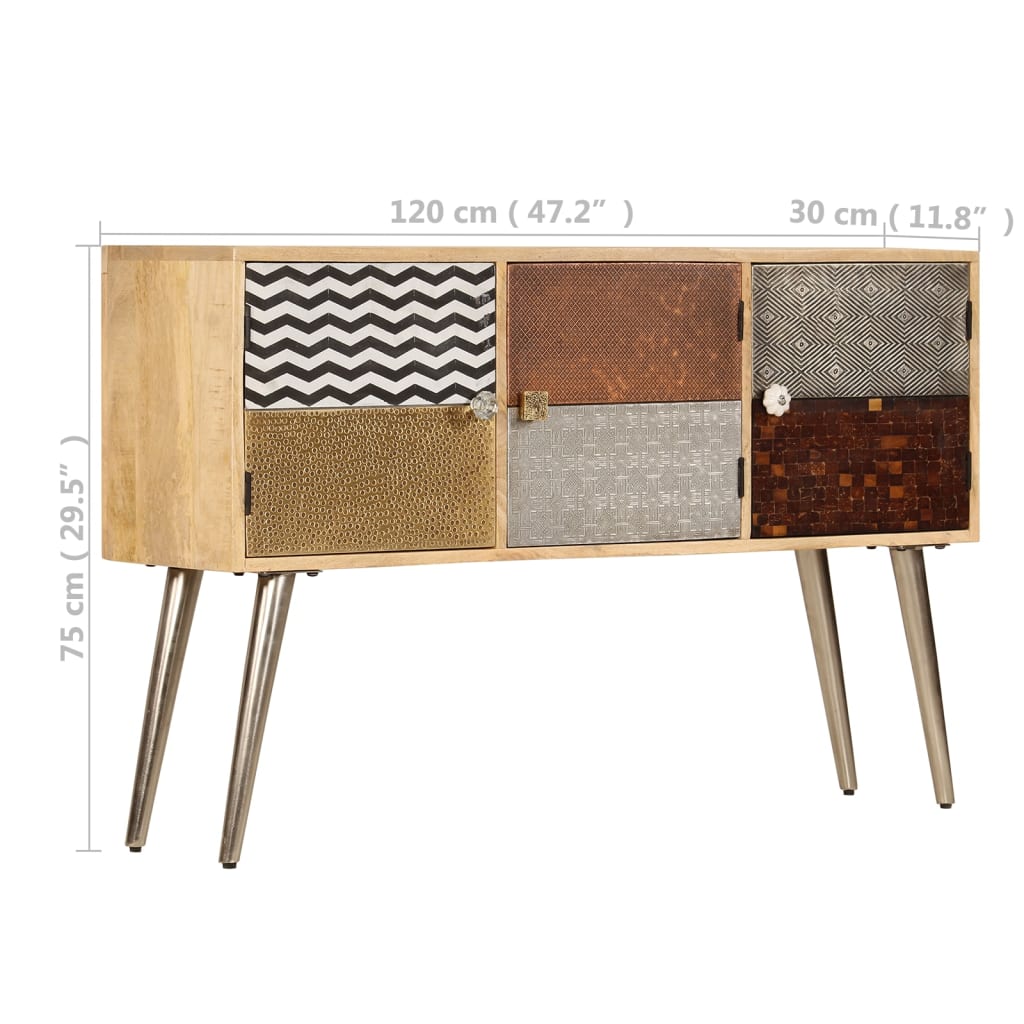 Buffet 120x30x75 cm bois de manguier massif - XIOS
