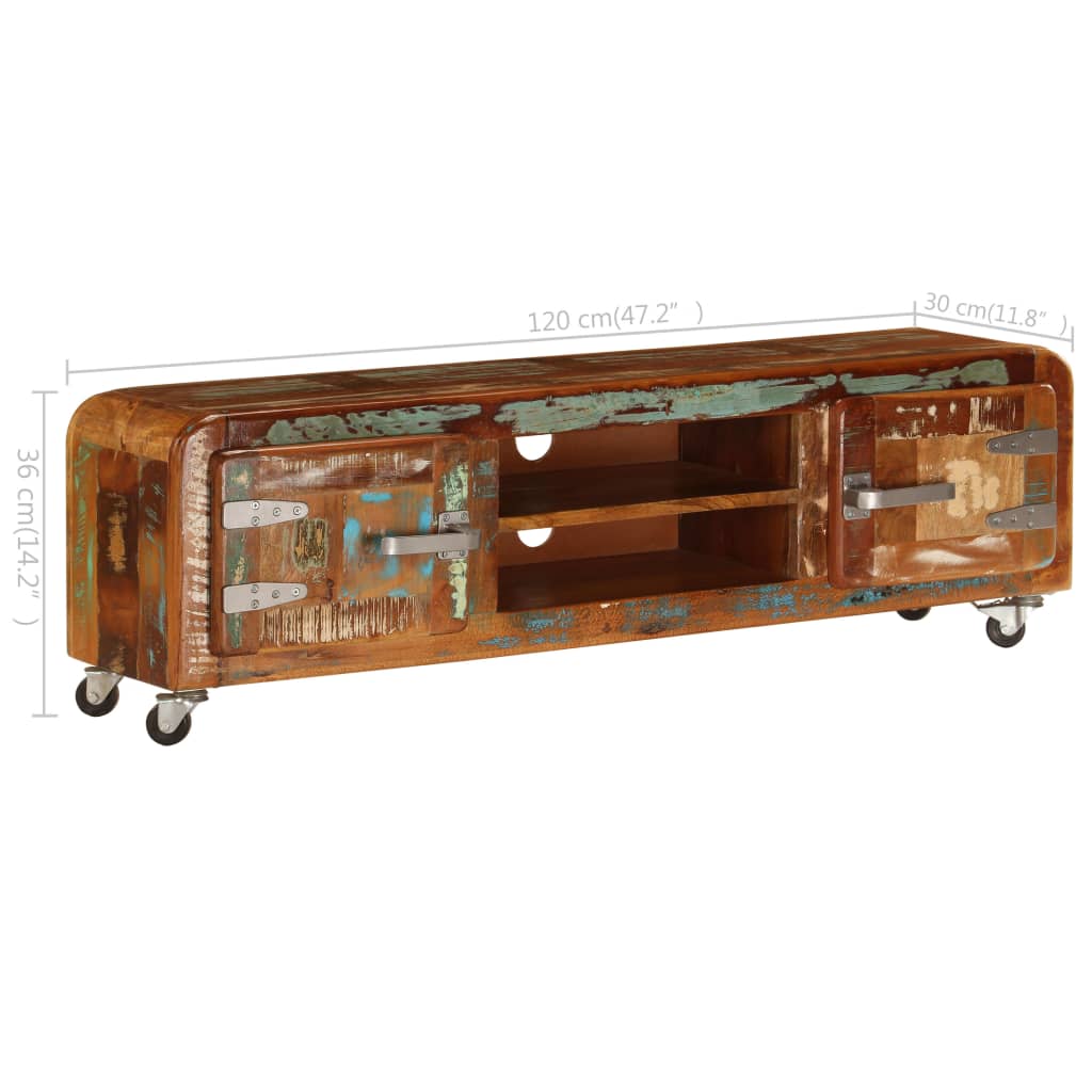 Meuble TV 120x30x36 cm Bois de récupération massif - XIOS