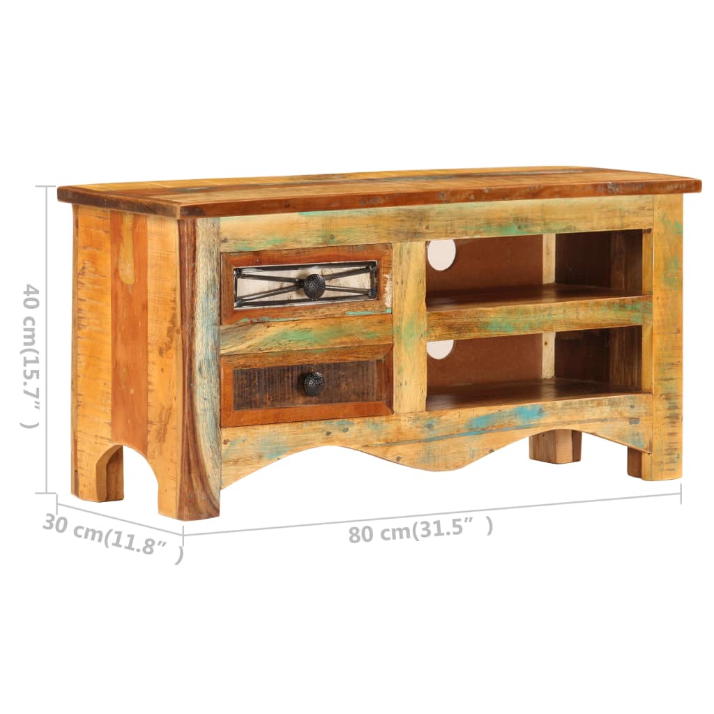 Meuble TV 80x30x40 cm Bois de récupération massif - XIOS