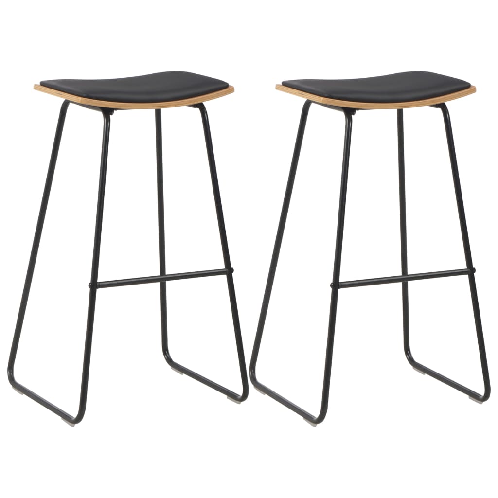 Tabourets de bar lot de 2 noir similicuir - XIOS