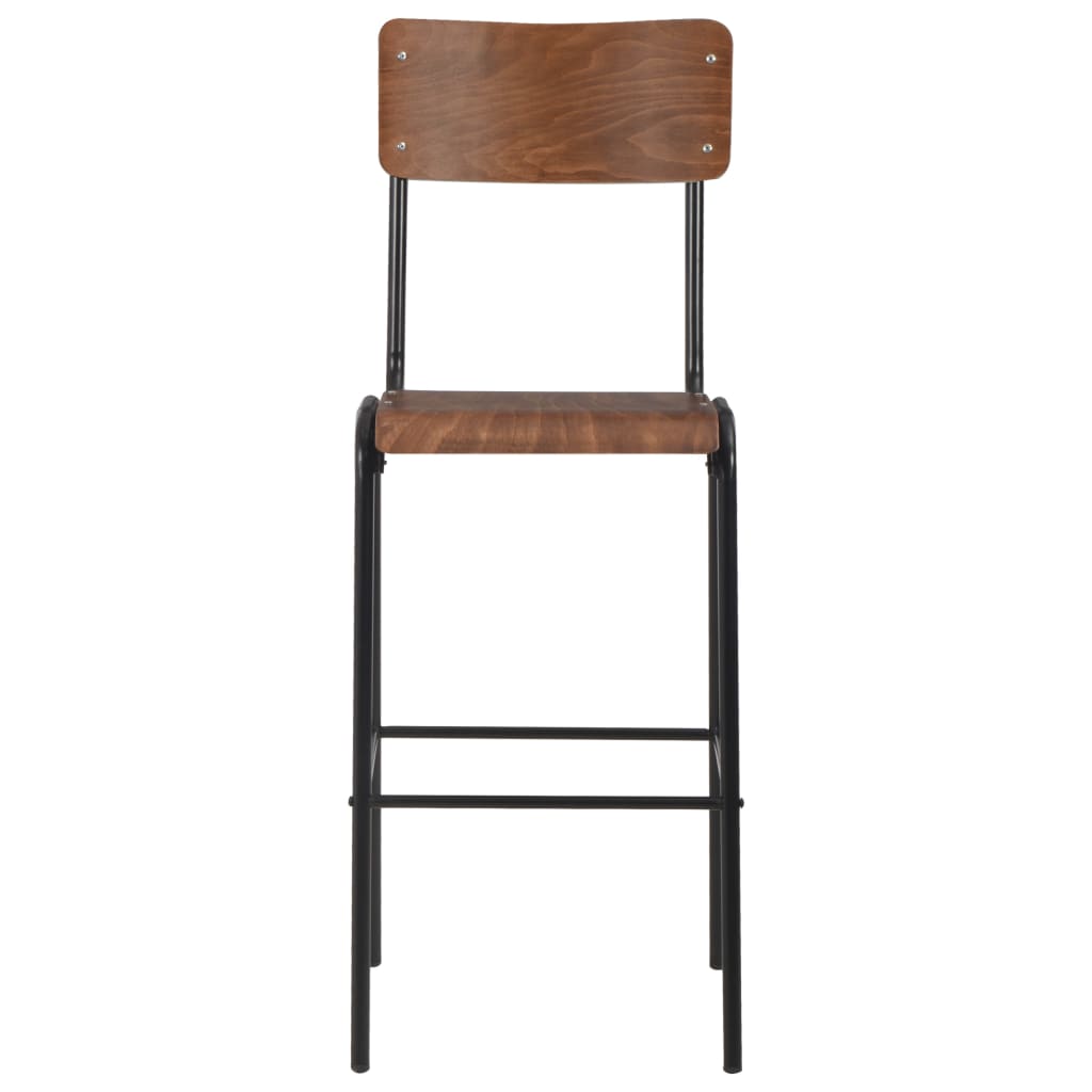 Tabourets de bar lot de 2 marron contreplaqué solide et acier - XIOS
