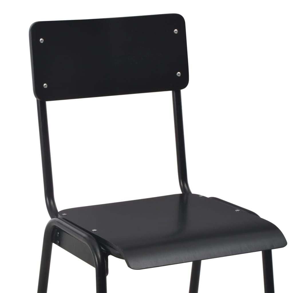 Chaises de bar lot de 2 noir contreplaqué solide et acier - XIOS