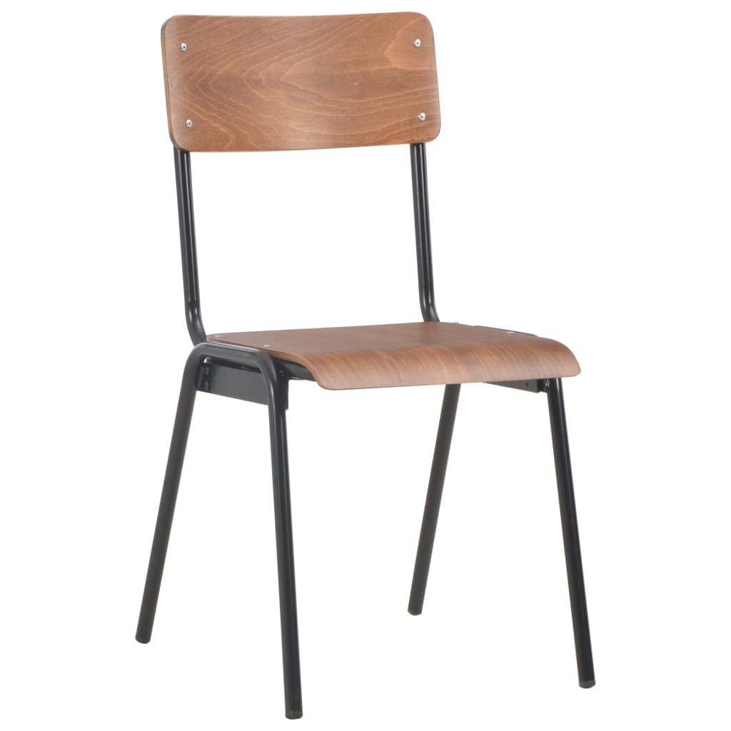 Chaises à manger lot de 4 marron contreplaqué solide et acier - XIOS