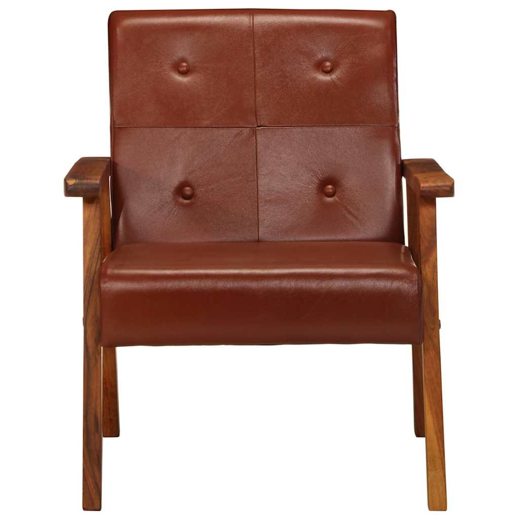 Fauteuil marron cuir véritable