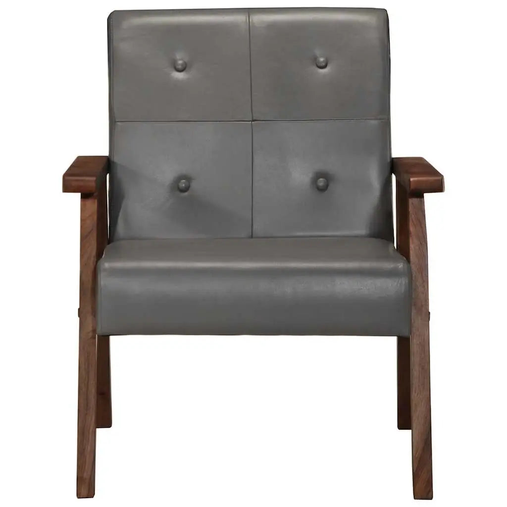 Fauteuil gris cuir véritable - XIOS