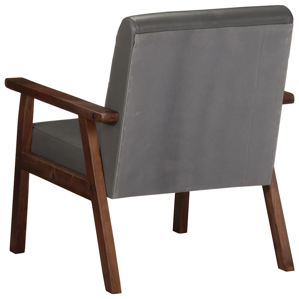 Fauteuil gris cuir véritable